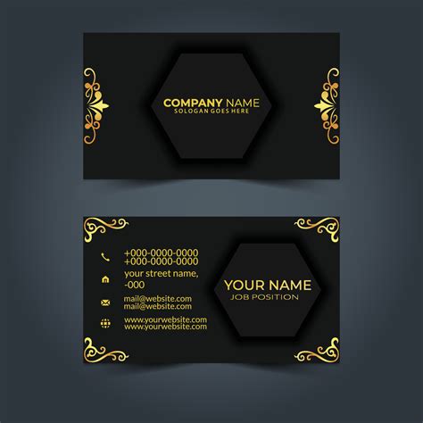 Luxury And Elegant Black Gold Business Cards Template On Black