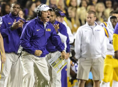 Lsu Head Coach Les Miles Screams In From The Sidelines During The Fourth Quarter Of The Alabama