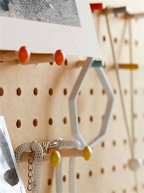Block Design Wooden Peg Board Displays Your Favorite Items on the Wall ...