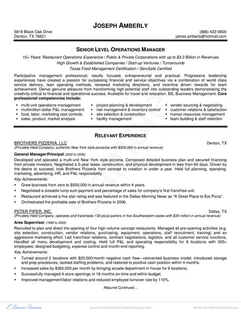 Operations Manager Resume Sample Templates At