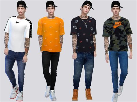 Nike Swoosh Tees Sims 4 Men Clothing Sims 4 Male Clothes Sims 4