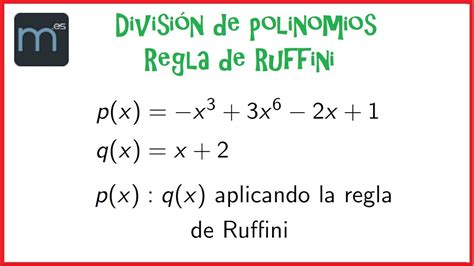Regla de Ruffini para la división de polinomios dividir polinomios YouTube