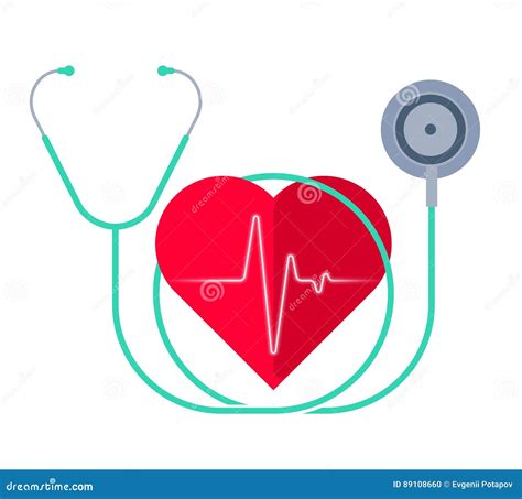 The Stethoscope And A Heart With Pulse Medicine And Health Stock