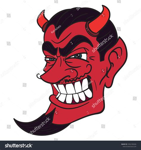 Evil Laughing Devil Head Red Horns Stock Vector Royalty Free
