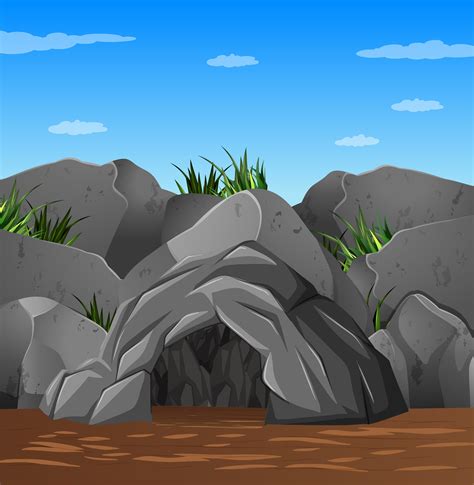 Background Scene With Cave And Blue Sky 454969 Vector Art At Vecteezy