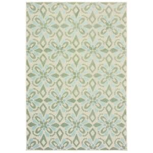 AVERLEY HOME Katalina Blue Ivory 3 Ft X 5 Ft Floral Indoor Outdoor