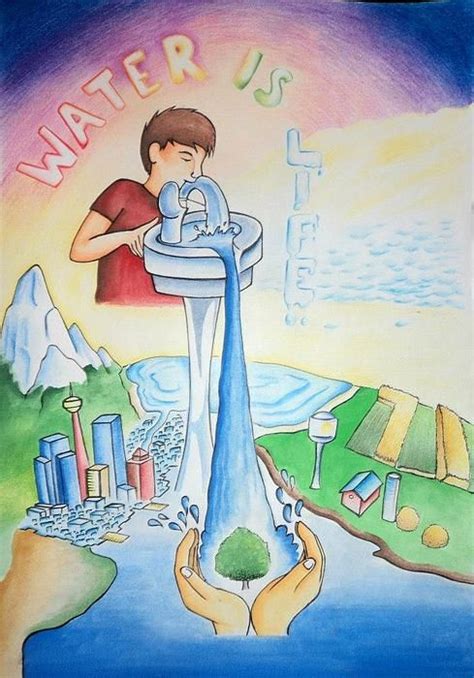 Water Is Life By Tanmay Singh Save Water Poster Drawing Water Conservation Poster Save Water