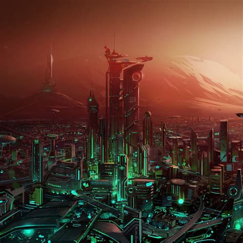 X Resolution Futuristic Cityscape Ipad Air Wallpaper