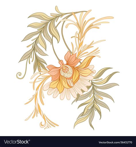 Decorative Flowers In Art Nouveau Style Royalty Free Vector