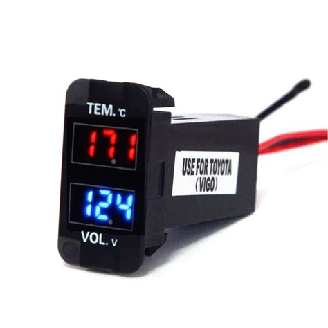 Digitale Voltmeter Temperatuurmeter 2 In 1 Voltage Temp Meter Rood