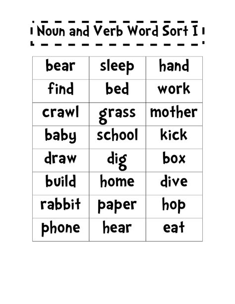 Nouns And Verb Worksheet For First Grade Hot Sex Picture