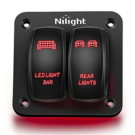 Nilight 2 Gang Rocker Switch Panel Led Light Bar Switch Rear Lights