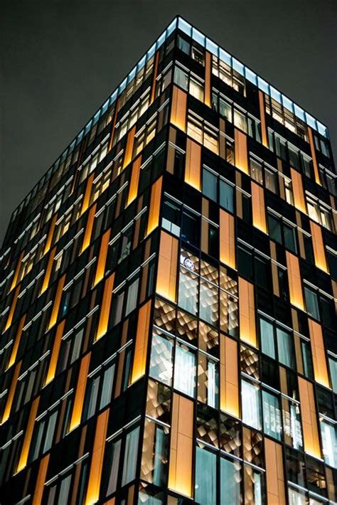Orange Tiled Wall Building Facade Glass Facades Facade