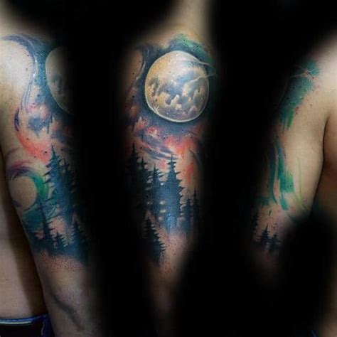 Northern lights tattoo on pinterest | light tattoo dragon tattoo. 50 Northern Lights Tattoo Designs For Men - Aurora ...