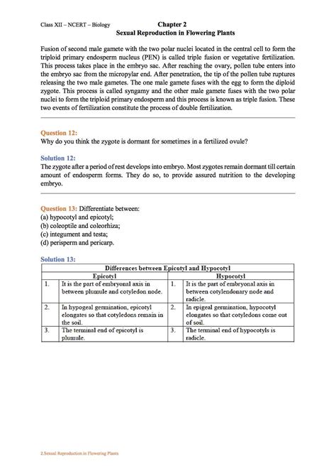 Ncert Solution For Class 12 Biology Chapter 2 Sexual Reproduction In