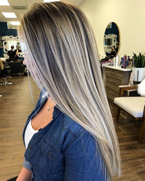 Blonde Highlights Hairstyles For Long Hair Transitioning To Grey