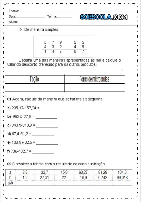 Atividades Numeros Decimais Sala De Aula Profa Rerida Images Images