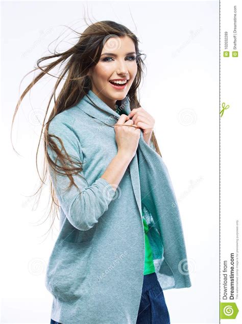 Smiling Young Woman Portrait With Hair Motion Stock Image Image Of