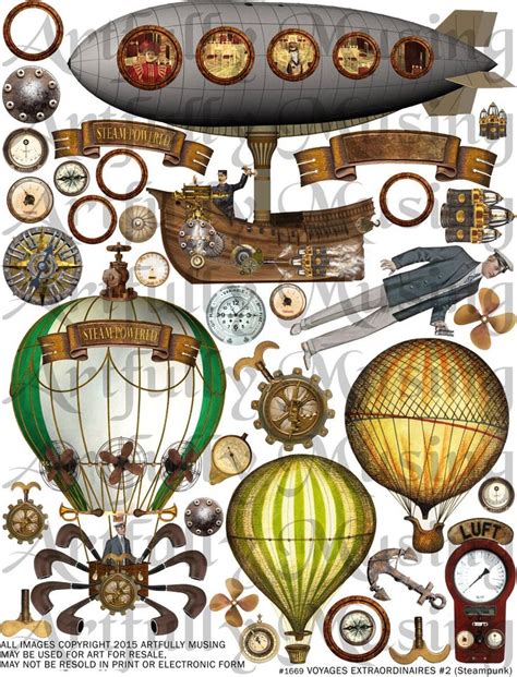 Voyages Extraordinaire 2 Steampunk Collage Sheet Digital Etsy In 2022