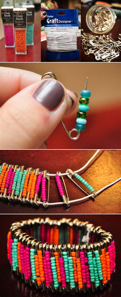 Diy Beaded Safety Pin Bracelets Diy Craft Tutorials