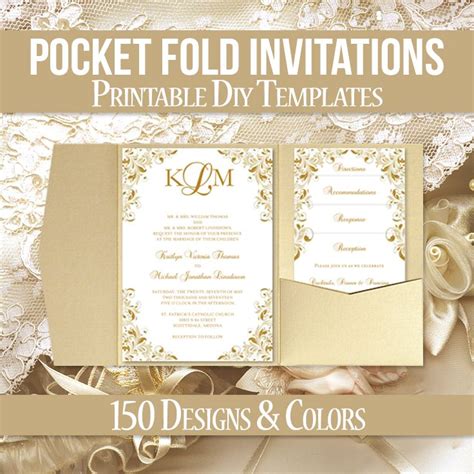 Pin On Pocketfold Wedding Invitations Diy Printable Templates