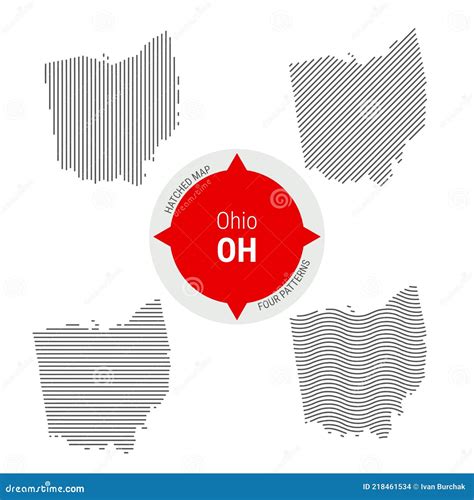 Hatched Pattern Vector Map Of Ohio Stylized Simple Silhouette Of Ohio