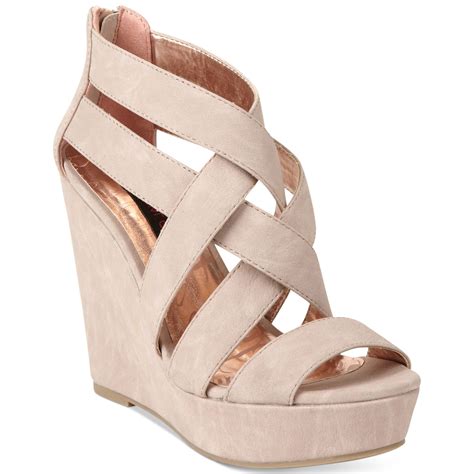 Material Girl Axel Platform Wedge Sandals In Beige Blush Lyst