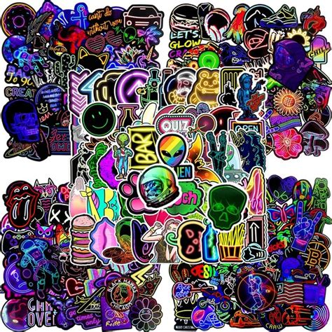 102050pcs Neon Trippy Stickers Psychedelic Stickers Hippie Etsy