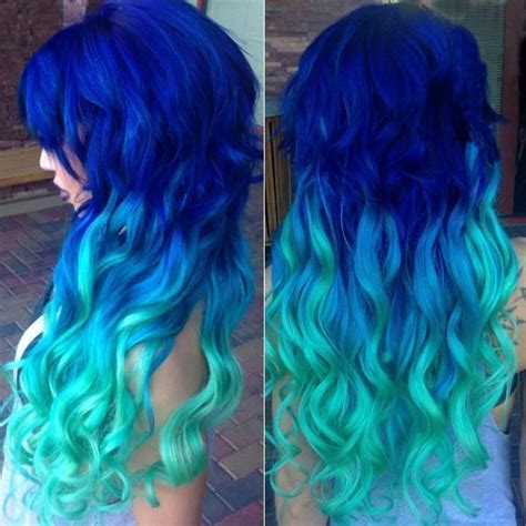 Mermaid Blue Ombre Hair Color To Green~ Amazing Ocean Blue Ombre
