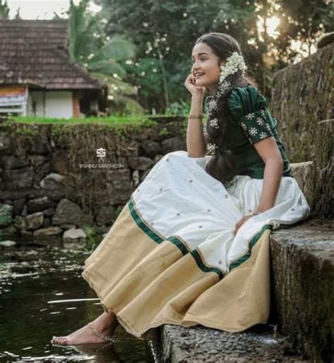 Girls Kerala Traditional Wear Made Of Gold Kasavu Kasavu Etsy