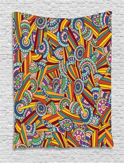 Psychedelic Tapestry Funky And Hippie Composition With Abstract Ethnic