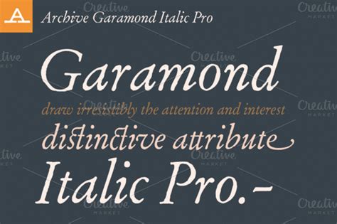 Archive Garamond Italic Pro Lettering Design Letterpress Font