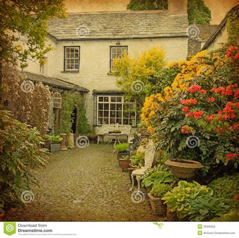 Garden At The Front Of Old House Stock Image Image Of Lane Flowering