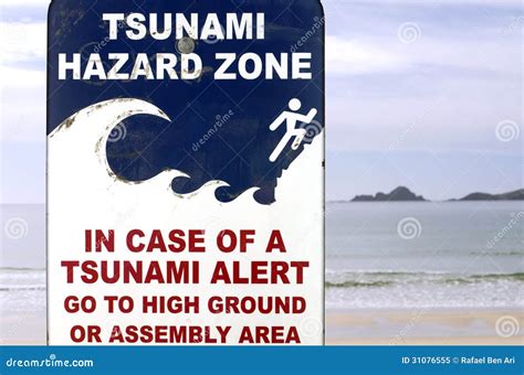 Tsunami Evacuation Route Sign Editorial Image - Image of beach, safety