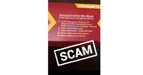 Mohamad othman construction sdn bhd. McDonald's® Malaysia | SCAM - IMPERSONATION AS A McDONALD ...