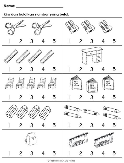 Latihan Matematik Prasekolah 6 Tahun Pdf Pra Sekolah Tadika Tahun 1