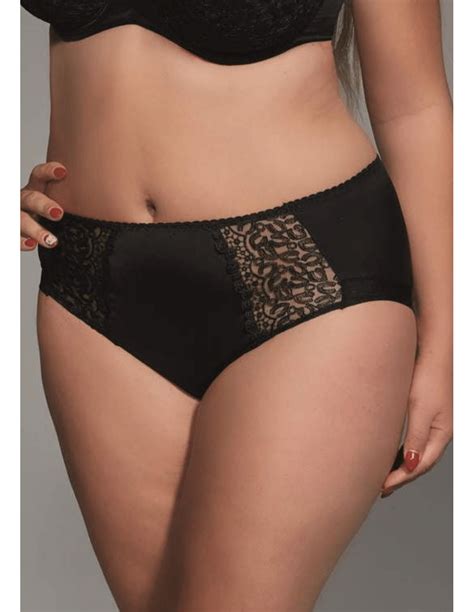 Womens Plus Size High Waist Underpants With Classic Lace Krisline Betty Black
