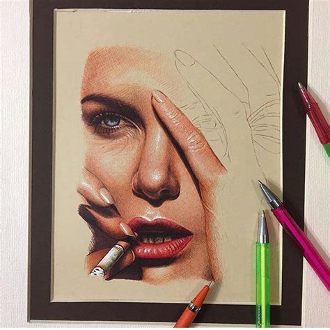 I only use 8 colors plus a. One of my works with colored Ballpoint Pens drawing ...