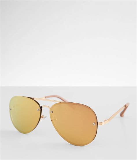 Bke Oversized Aviator Sunglasses Womens Sunglasses And Glasses In Gold Mirrored Lens Buckle