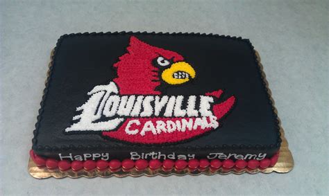 Louisville Cardinals Themed Birthday Cake Drawn With A Toothpick And Starred In Themed
