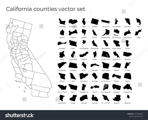 California Map Shapes Regions Blank Vector Stock Vector Royalty Free