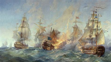 Sea Battle Painting Art Backiee
