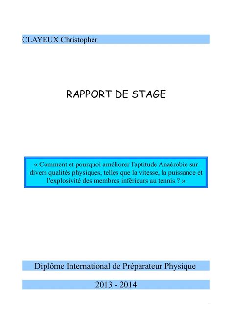 Rapport De Stage Fini Par Christopher Clayeux Fichier Pdf