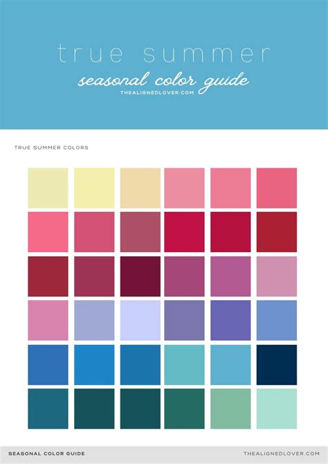 Guide To The True Summer Seasonal Color Palette The Aligned Lover