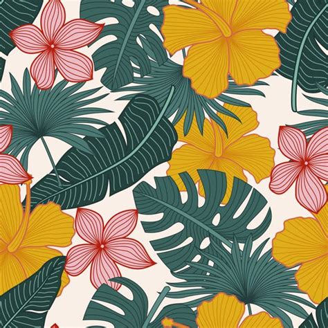 Premium Vector Seamless Floral Pattern With Tropical Flowers
