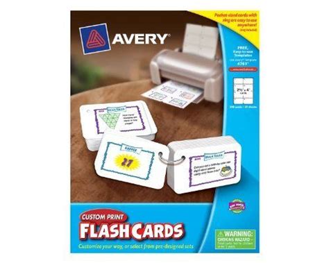 Avery Custom Print Flash Cards Hole Punched With Ring 25 X 4 Inches