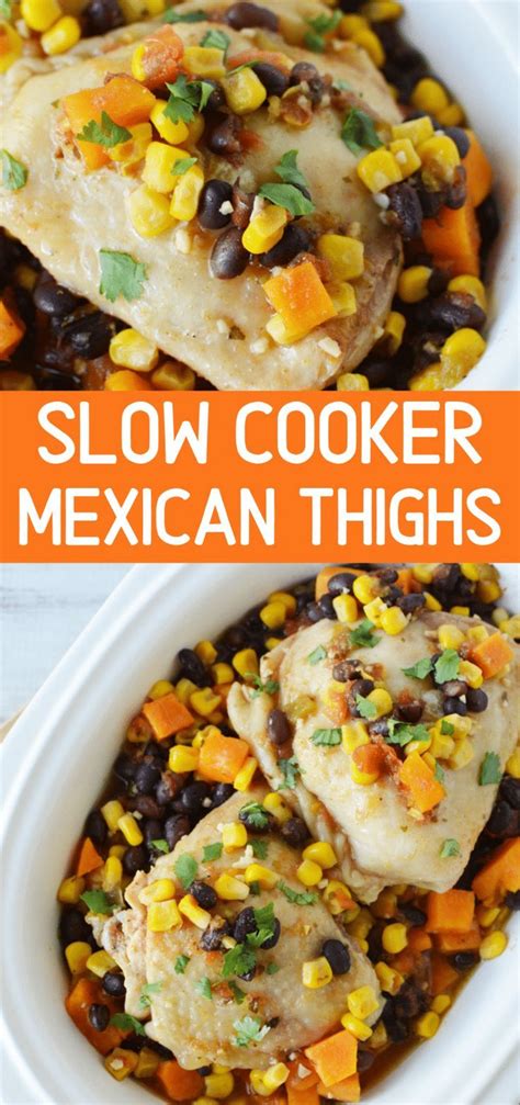 Crockpot Mexican Chicken Thighs In Slow Cooker With Salsa And Veggies Is A Perfect N Slow