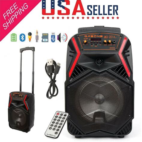 8 Subwoofer Portable Bluetooth Speaker Party Heavy Bass Sound Dual