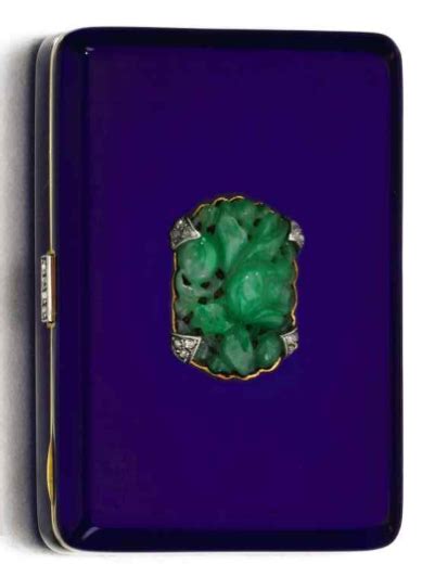 jadeite enamel and diamond vanity case chaumet 1930 the rectangular case applied with blue