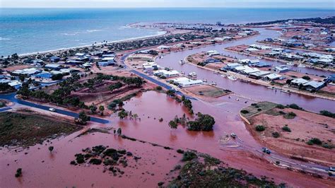 Aerial Photographs Show Exmouth Flooding After Almost A Years Worth Of
